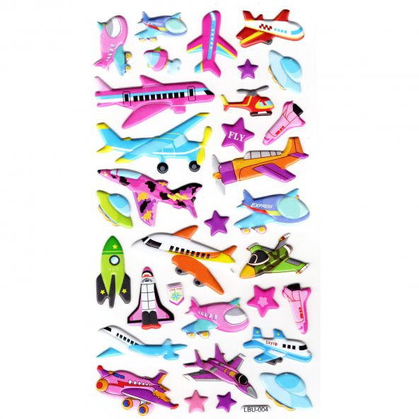 Sticker Kabartmalı Stiker Defter, Planlayıcı Etiket (lbu-004) - 17X9 cm - Uçak Roket Helikopter ürün görseli 1