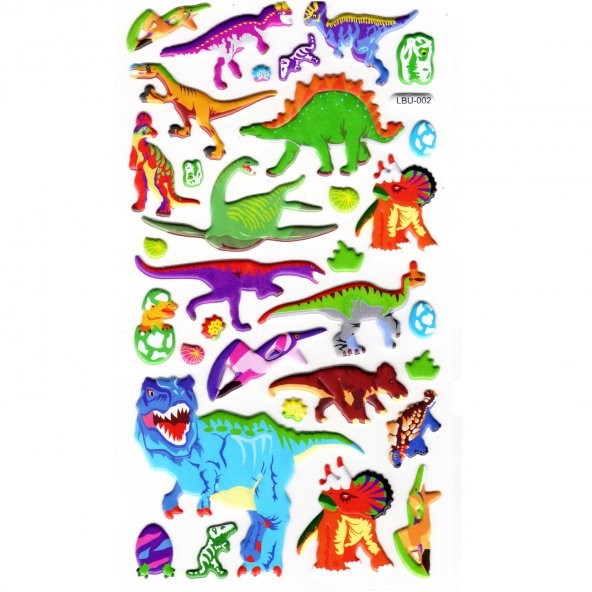 Sticker Kabartmalı Stiker Defter, Planlayıcı Etiket (lbu-002) - 17X9 cm - Dinozor ürün görseli 1