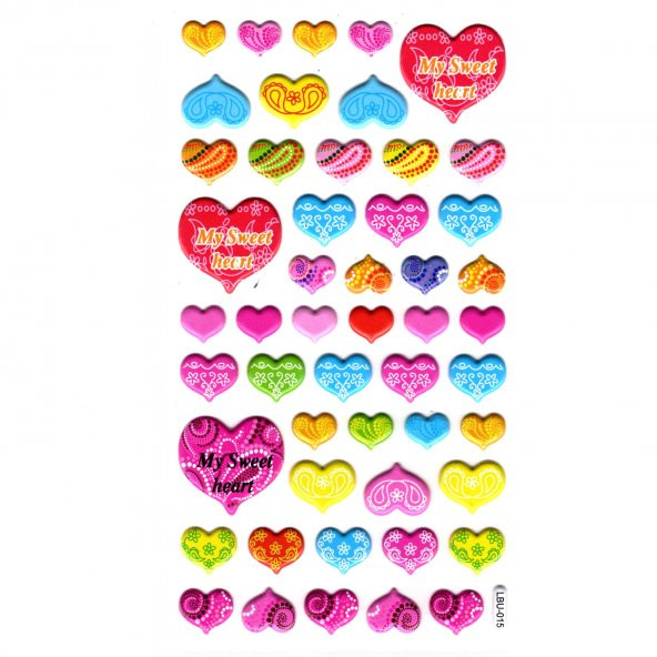 Sticker Kabartmalı Stiker Defter, Planlayıcı Etiket (lbu-015) - 17X9 cm - Kalp ürün görseli 1