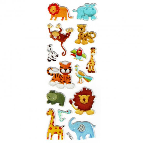 Sticker Kabartmalı Stiker Defter, Planlayıcı (kzy1060) 16x7 cm - Aslanlı Orman Hayvanları ürün görseli 1