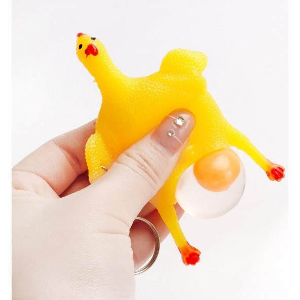 Yumurtlayan Tavuk Anahtarlık Squishy Stres Giderici Duyusal Uyarıcı Oyuncak Top - 1 Adet ürün görseli 1