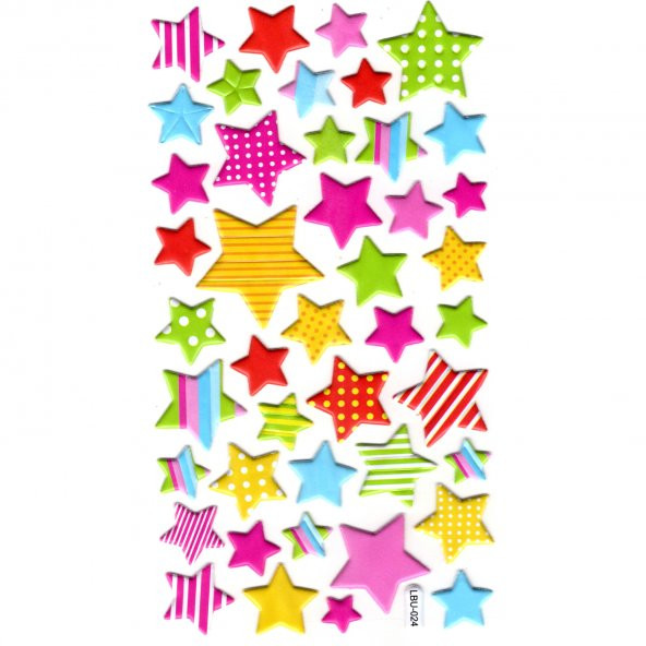 Sticker Kabartmalı Stiker Defter, Planlayıcı Etiket (lbu-024) - 17X9 cm - Renkli Yıldızlar ürün görseli 1