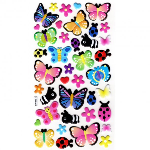 Sticker Kabartmalı Stiker Defter, Planlayıcı Etiket (lbu-017) - 17X9 cm - Kelebek ürün görseli 1