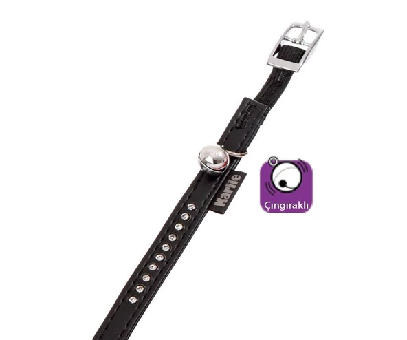 Karlıe Deri Taşlı Kedi Tasma Xs 30Cm-11Mm Siyah ürün görseli 1