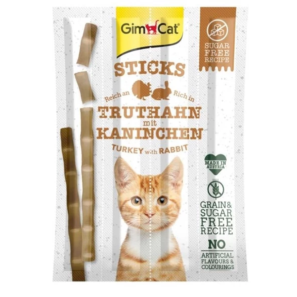 Gimcat Sticks Hindili & Tavşanlı Kedi Ödül Çubukları 4 Parça ürün görseli 1