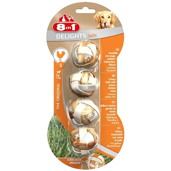 8in1 Delights Bones Köpekler İçin Çiğneme Topu Small 4 Adet ürün görseli 1