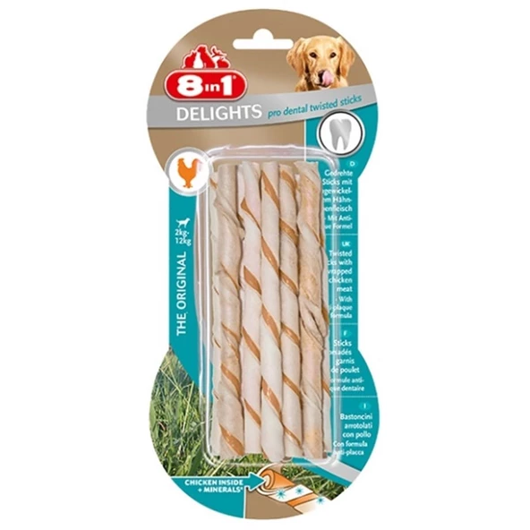 8in1 Delights ProDental Köpekler İçin Twisted Sticks 10lu ürün görseli 1