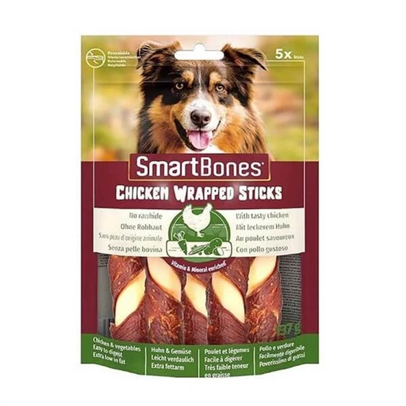 SmartBones Tavuk Sargılı Medium Stick Köpek Ödülü 5'Li 137 Gr ürün görseli 1