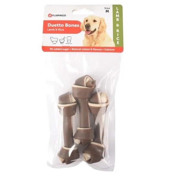 Flamingo Duetto Kuzu Ve Pirinçli Düğümlü Köpek Kemiği Medium 120 gr 3 lü ürün görseli 1