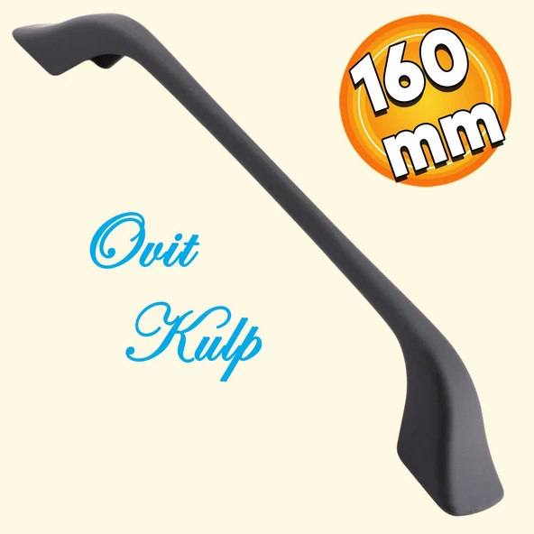 Ovit Mobilya Mutfak Dolabı Çekmece Dolap Kapak Kulpu Düz Metal Kulp Kulbu Kulpu 160 Mm Siyah ürün görseli 1