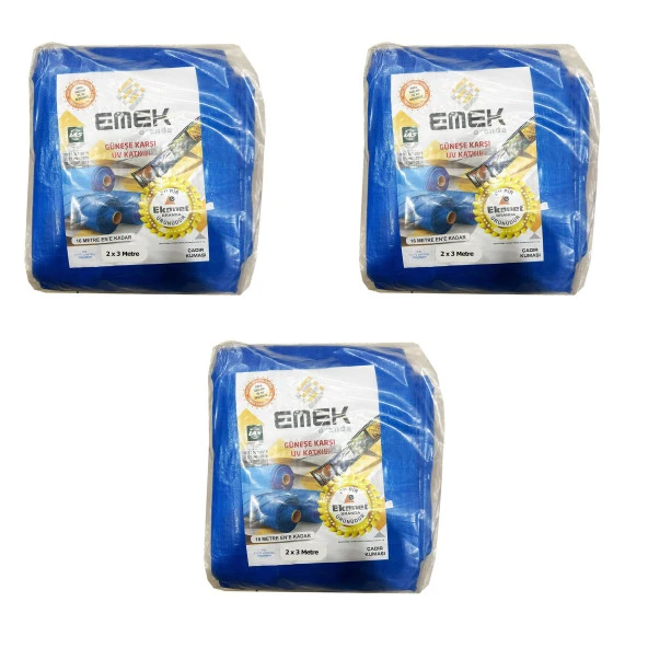 Emek Çadır Kumaşı Branda Tente UV Güneşlik Gölgelik Koruma Yağmur Su Geçirmez - 2x3 Metrelik 3 Paket ürün görseli 1
