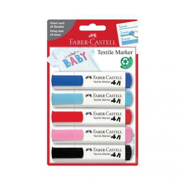 Faber Castell Tekstil Markörü 5'Li 5040159530000 ürün görseli 1
