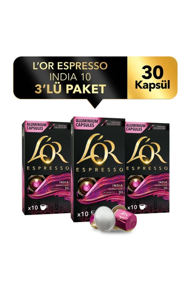 L'OR Espresso Origin India 3'lü Fırsat Paketi 30 Kapsül ürün görseli 1