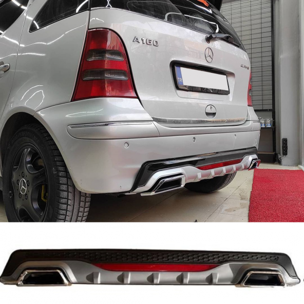 Mercedes A160 Difüzör Arka Tampon Eki 2 Egzoz Çıkışlı Gri Siyah ürün görseli 1