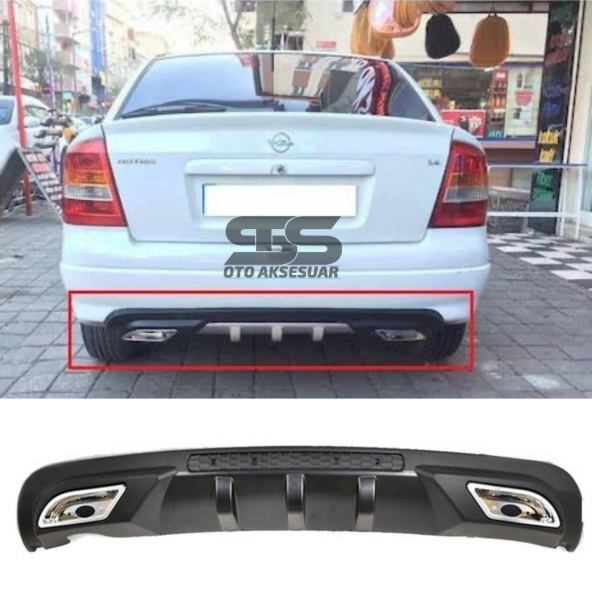 Opel Astra G Difüzör Arka Tampon Eki 2 Egzoz Çıkışlı Siyah ürün görseli 1
