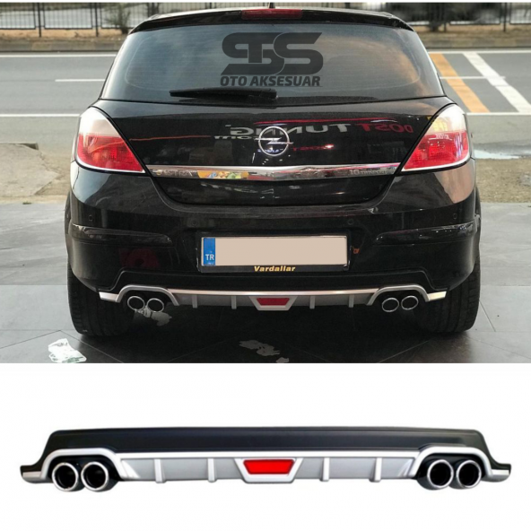 Opel Astra H Difüzör Arka Tampon Eki 4 Egzoz Çıkışlı Gri ürün görseli 1