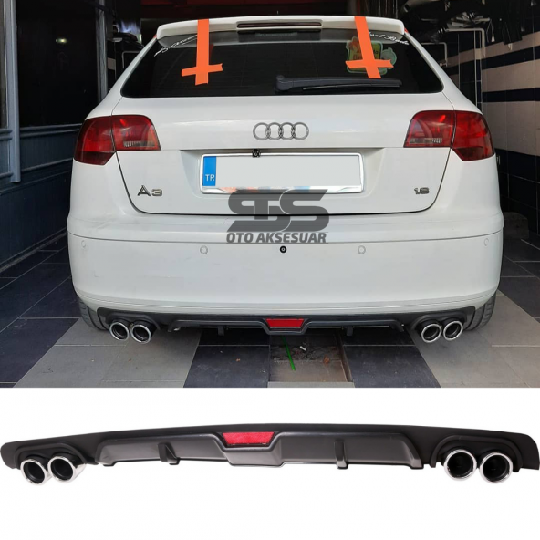 Audi A3 2003-2007 Difüzör Arka Tampon Eki 4 Egzoz Çıkışlı Siyah ürün görseli 1