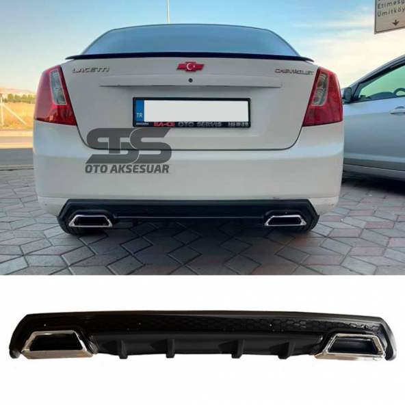 Chevrolet Lacetti Difüzör Arka Tampon Eki 2 Egzoz Çıkışlı Siyah Lüx Tip ürün görseli 1
