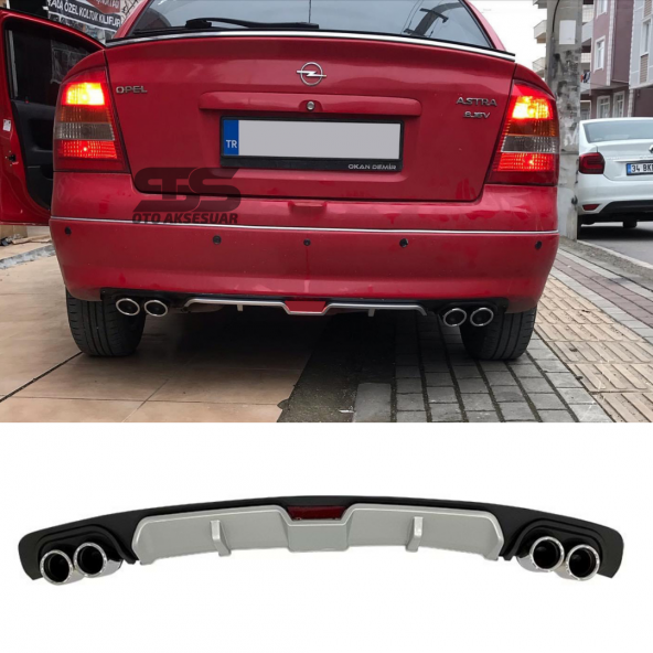 Opel Astra G Difüzör Arka Tampon Eki 4 Egzoz Çıkışlı Gri ürün görseli 1
