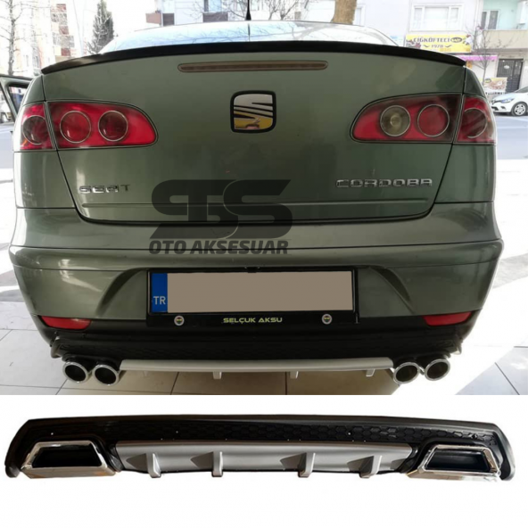 Seat Cordoba Difüzör Arka Tampon Eki 2 Egzoz Çıkışlı Gri Lüx Tip ürün görseli 1