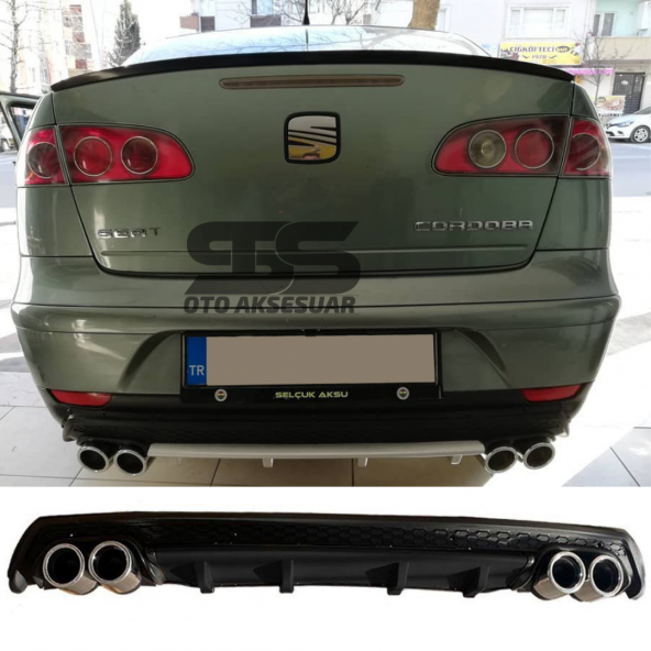 Seat Cordoba Difüzör Arka Tampon Eki 4 Egzoz Çıkışlı Siyah Lüx Tip ürün görseli 1