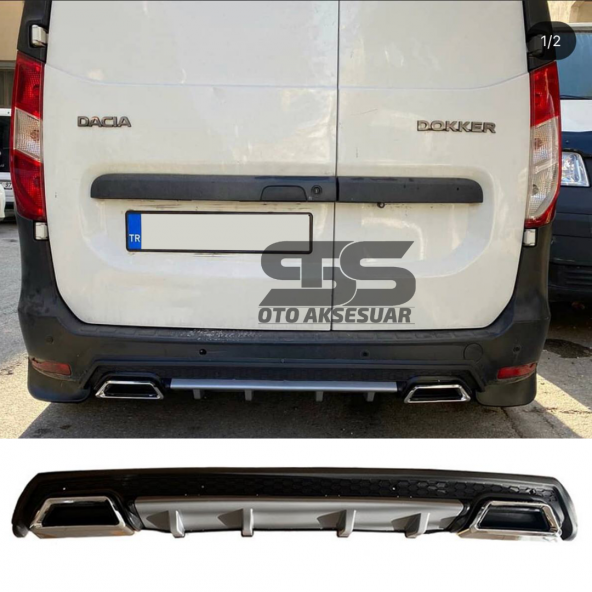 Dacia Dokker Difüzör Arka Tampon Eki 2 Egzoz Çıkışlı Gri Lüx Tip ürün görseli 1
