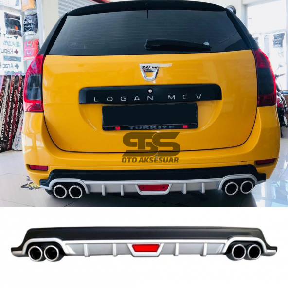 Dacia Logan Mcv Difüzör Arka Tampon Eki 4 Egzoz Çıkışlı Gri Tip ürün görseli 1