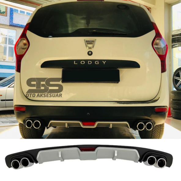 Dacia Lodgy Difüzör Arka Tampon Eki 4 Egzoz Çıkışlı Gri ürün görseli 1