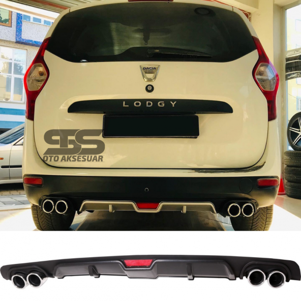 Dacia Lodgy Difüzör Arka Tampon Eki 4 Egzoz Çıkışlı Siyah ürün görseli 1
