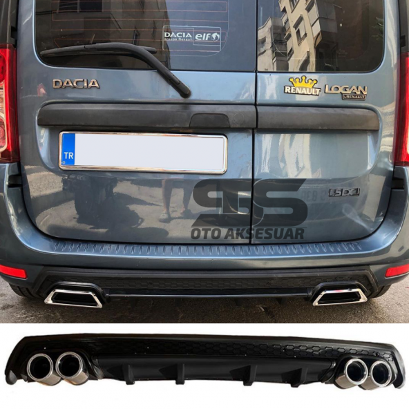 Dacia Logan Difüzör Arka Tampon Eki 4 Egzoz Çıkışlı Siyah Lüx Tip ürün görseli 1