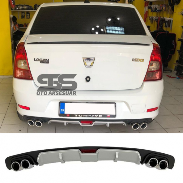 Dacia Logan Sedan  Difüzör Arka Tampon Eki 4 Egzoz Çıkışlı Gri ürün görseli 1