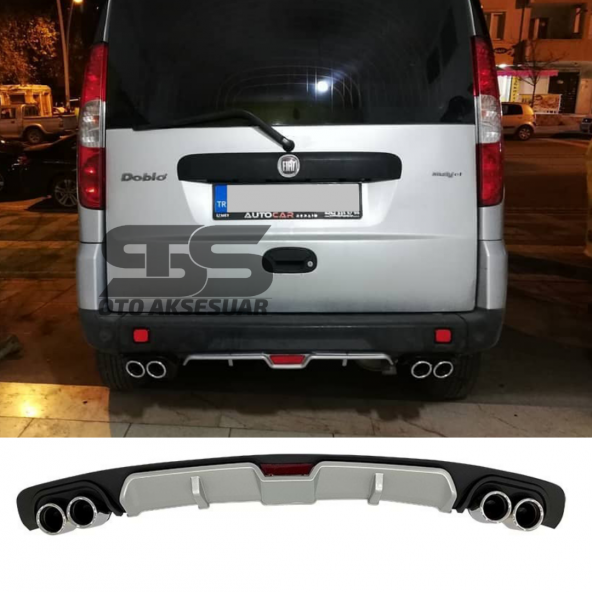 Fiat Doblo D2 Difüzör Arka Tampon Eki 4 Egzoz Çıkışlı Gri ürün görseli 1