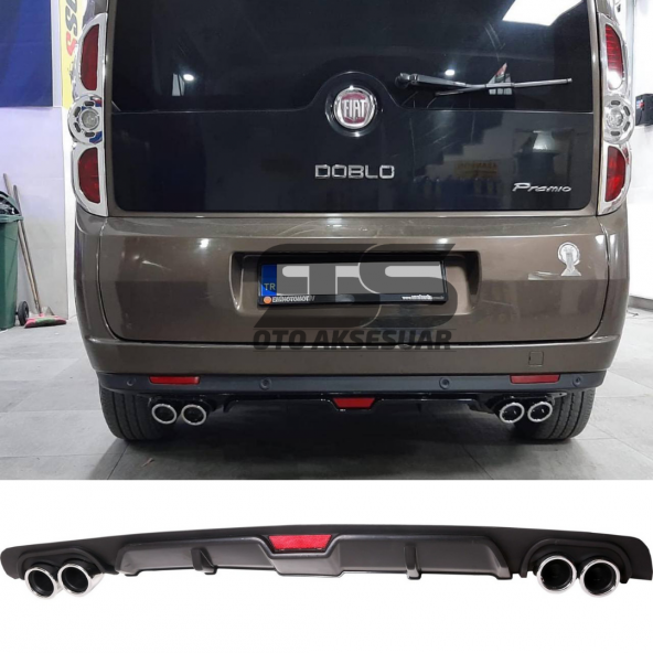 Fiat Doblo D3 D4 Difüzör Arka Tampon Eki 4 Egzoz Çıkışlı Siyah ürün görseli 1