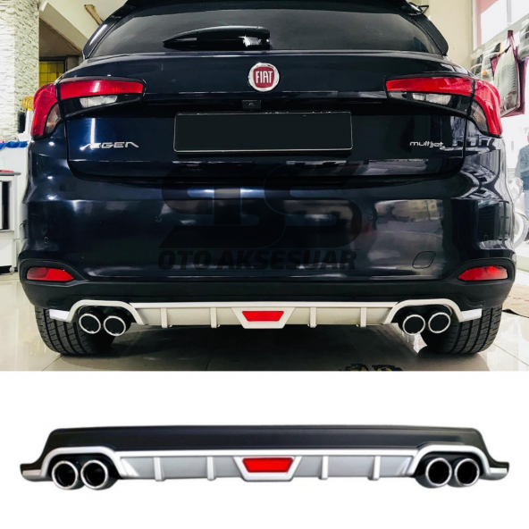 Fiat Egea HB Difüzör Arka Tampon Eki 4 Egzoz Çıkışlı Gri Tip ürün görseli 1