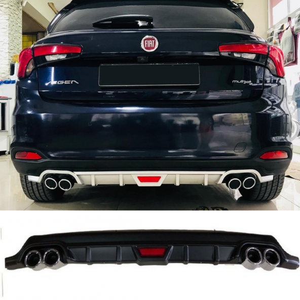 Fiat Egea HB Difüzör Arka Tampon Eki 4 Egzoz Çıkışlı Siyah Tip ürün görseli 1