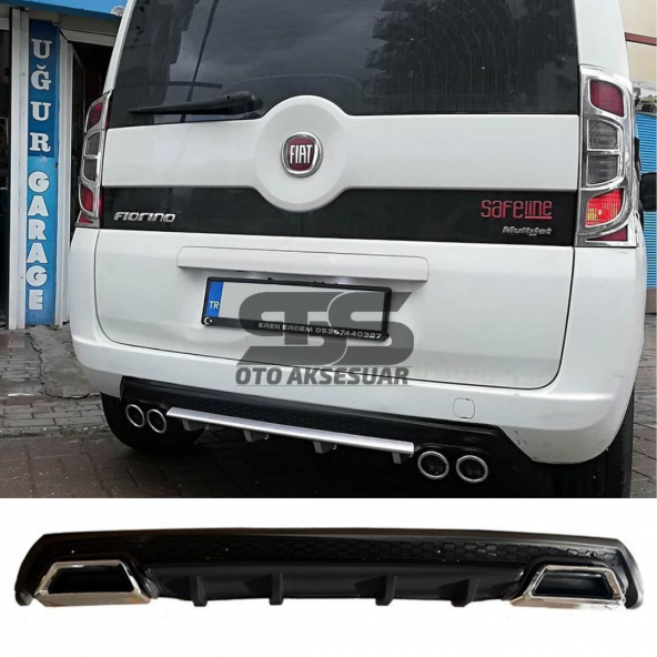 Fiat Fiorino Difüzör Arka Tampon Eki 2 Egzoz Çıkışlı Siyah Lüx Tip ürün görseli 1
