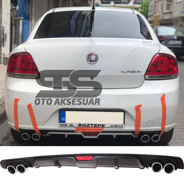 Fiat Linea Difüzör Arka Tampon Eki 4 Egzoz Çıkışlı Siyah ürün görseli 1