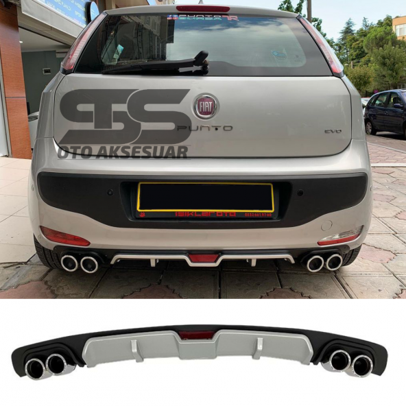 Fiat Punto Difüzör Arka Tampon Eki 4 Egzoz Çıkışlı Gri ürün görseli 1