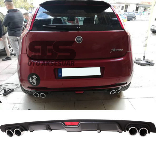 Fiat Punto Difüzör Arka Tampon Eki 4 Egzoz Çıkışlı Siyah ürün görseli 1