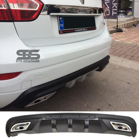 Renault Fluence Difüzör Arka Tampon Eki 2 Egzoz Çıkışlı Siyah ürün görseli 1