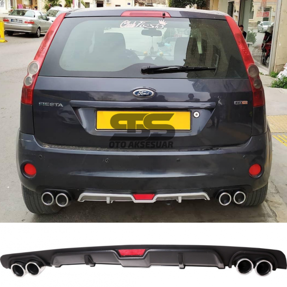 Ford Fiesta 2003-2008 Difüzör Arka Tampon Eki 4 Egzoz Çıkışlı Siyah ürün görseli 1