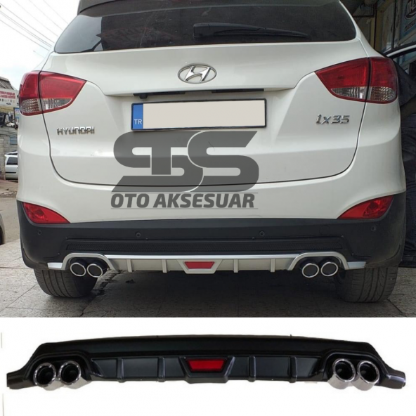 Hyundai ix35 Difüzör Arka Tampon Eki 4 Egzoz Çıkışlı Siyah Tip ürün görseli 1