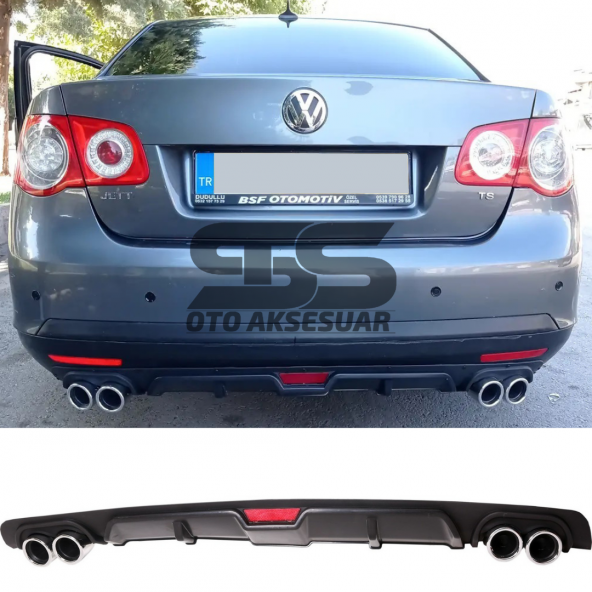 Volkswagen Jetta mk5 Difüzör Arka Tampon Eki 4 Egzoz Çıkışlı Siyah ürün görseli 1