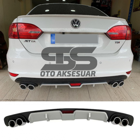 Volkswagen Jetta mk6 Difüzör Arka Tampon Eki 4 Egzoz Çıkışlı Gri ürün görseli 1