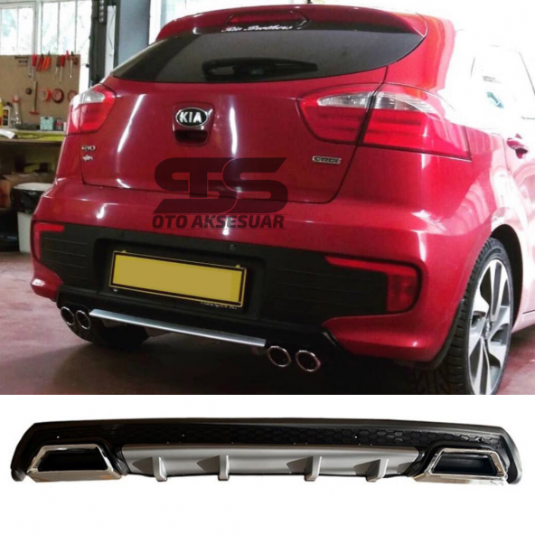 Kia Rio Difüzör Arka Tampon Eki 2 Egzoz Çıkışlı Gri Lüx Tip ürün görseli 1