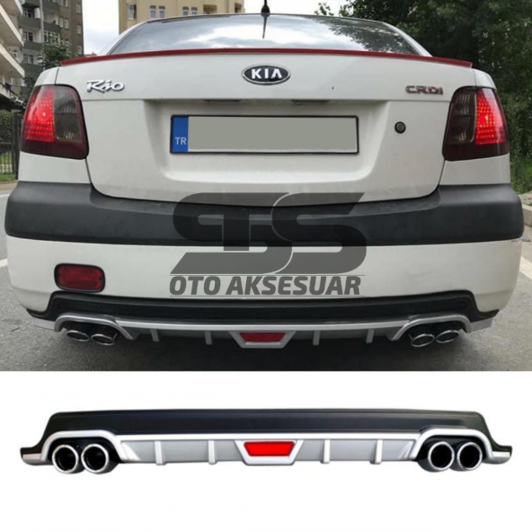 Kia Rio Difüzör Arka Tampon Eki 4 Egzoz Çıkışlı Gri Tip ürün görseli 1