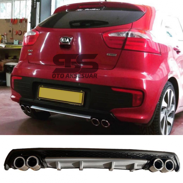 Kia Rio Difüzör Arka Tampon Eki 4 Egzoz Çıkışlı Gri Lüx Tip ürün görseli 1