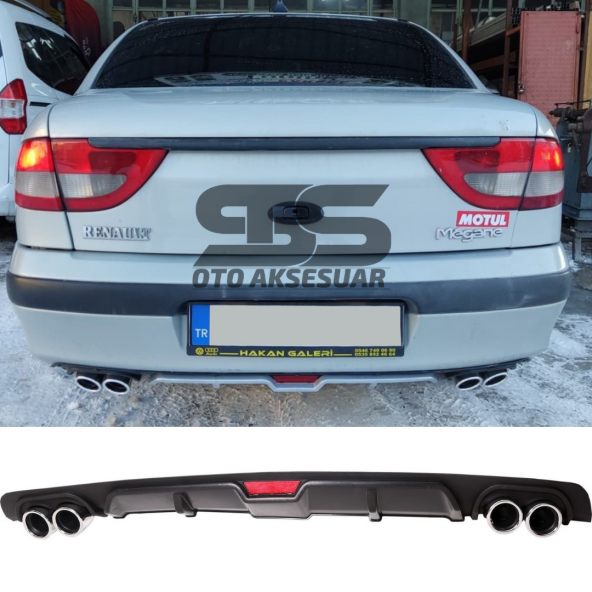 Renault Megane 1 Difüzör Arka Tampon Eki 4 Egzoz Çıkışlı Siyah ürün görseli 1