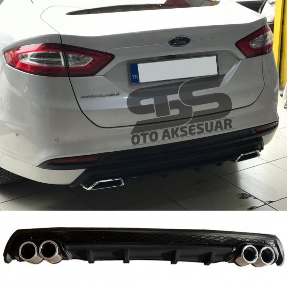 Ford Mondeo MK4 Difüzör Arka Tampon Eki 4 Egzoz Çıkışlı Siyah Lüx Tip ürün görseli 1