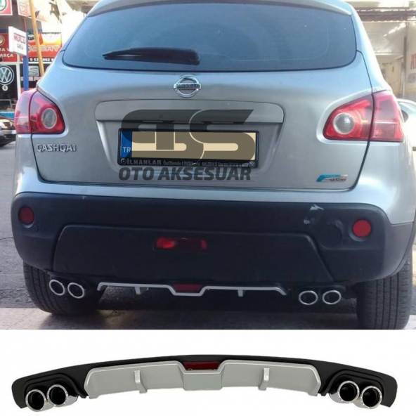 Nissan Qashqai Difüzör Arka Tampon Eki 4 Egzoz Çıkışlı Gri ürün görseli 1